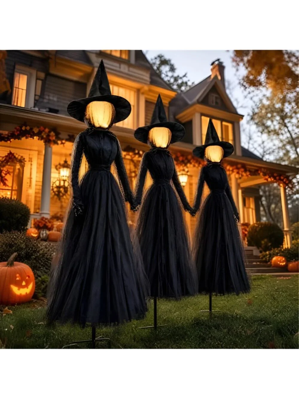 Halloween Witch Decorations Outdoor, 6 FT Set of 3 Holding Hands Witches Stakes